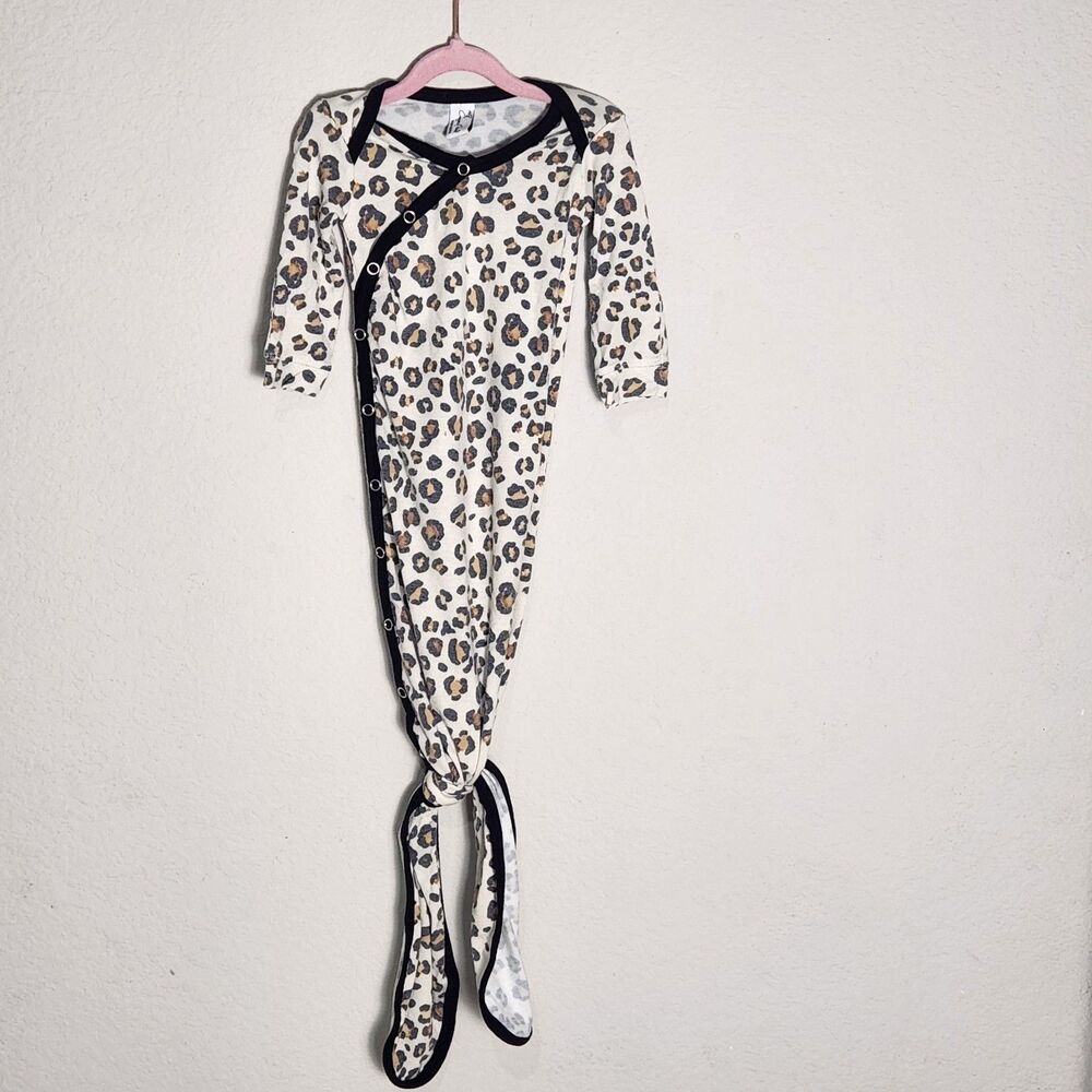 Copper Pearl Newborn Knotted Sleep Gown Leopard Animal Print Baby Stretch Pajama